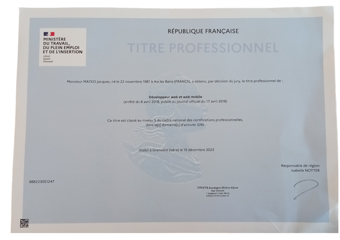 Certification rncp5 